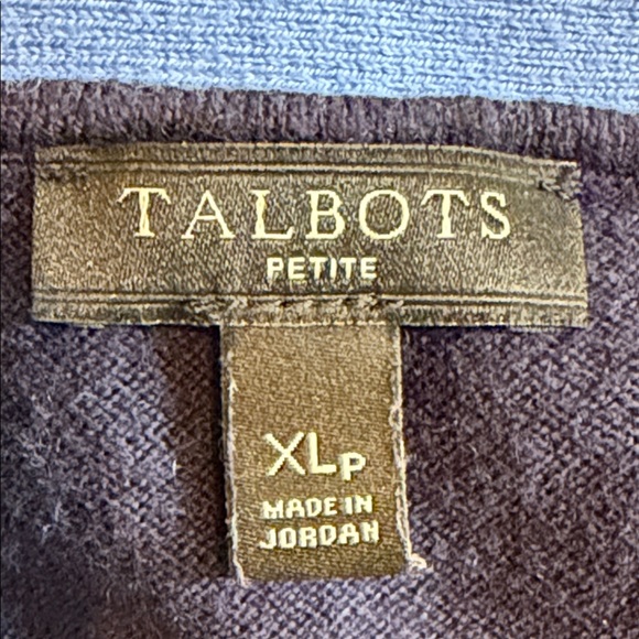 Talbots Women's Super Soft Tipped Cardigan Size XLP Navy Blue White Button Front - Picture 7 of 11